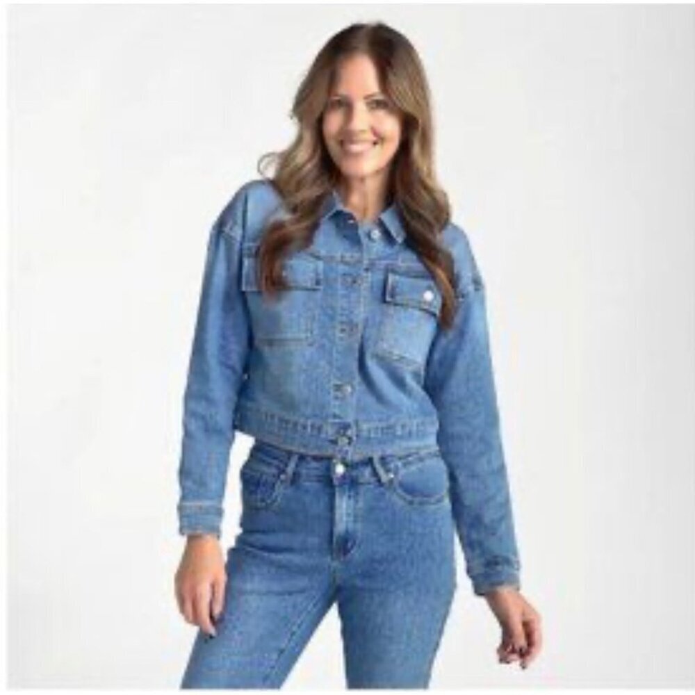 Kate & Mallory Women's Studded Denim Crop Jacket Size M NWOT